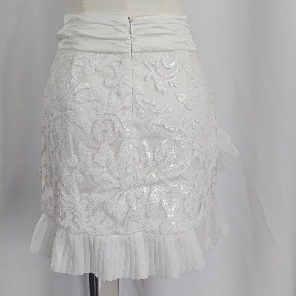 Naked Wardrobe The Statement White Sequin Ruffle Mini Skirt Women's Size M NWOTF - Picture 9 of 15